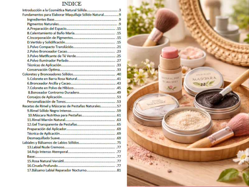 indice del libro maquillaje sólido natural