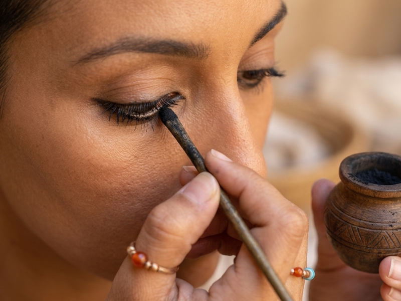 mujer aplicandose kohl egipcio egypcian kohl