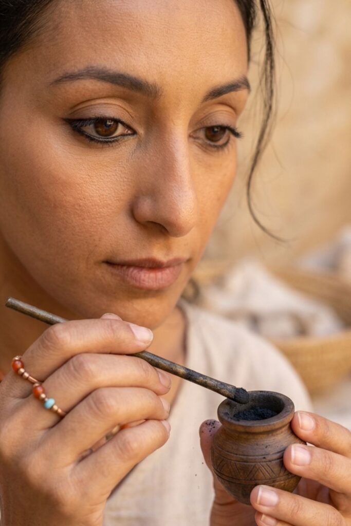 kohl egipcio egypcian kohl c mujer aplicándose khol
